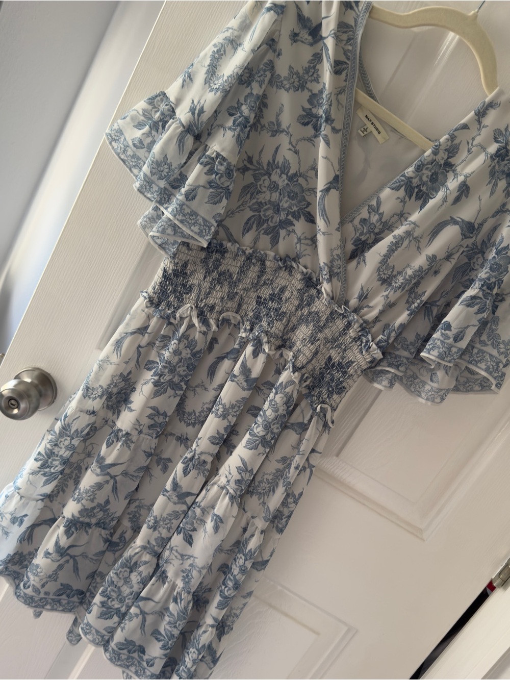 Women’s  Blue Floral Ruffle Dress